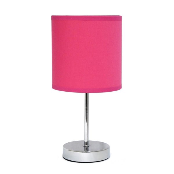 Lighting Business Chrome Mini Basic Table Lamp with Fabric Shade, Hot Pink LI2519796